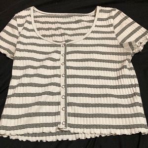 Button up, crop top, stretchy